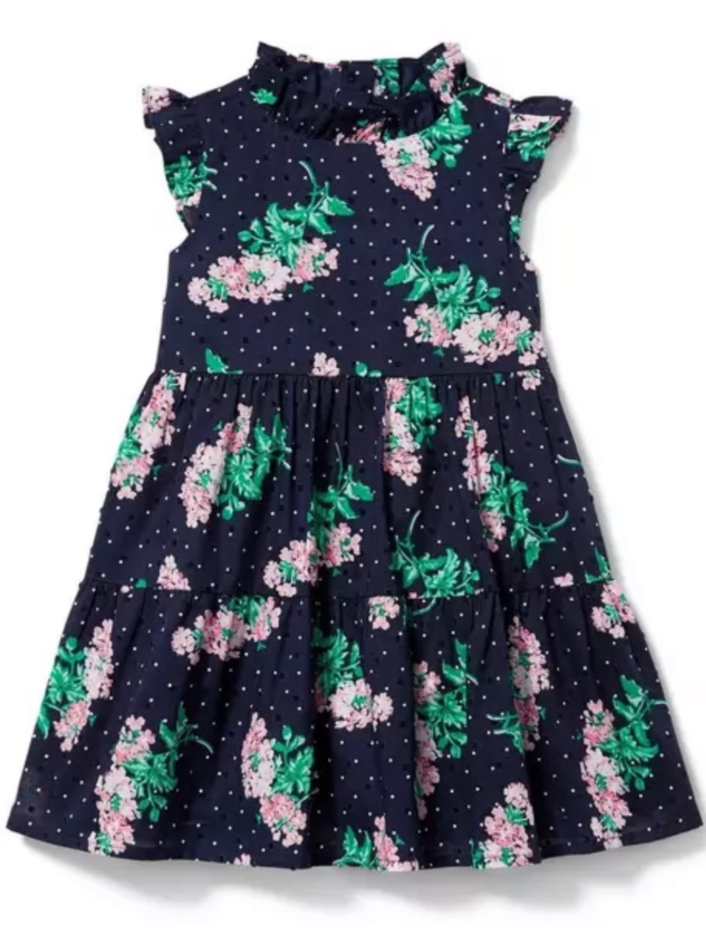 Janie and Jack Floral Navy Blue Tiered Dress SIZE 12-18 MONTHS